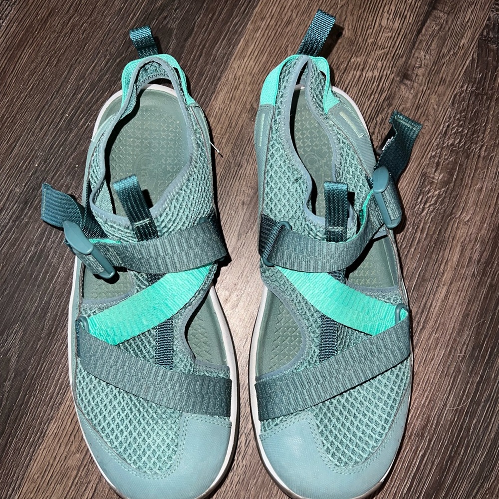Chaco Teal and Orange Sport Sandals - Picture 3 of 8